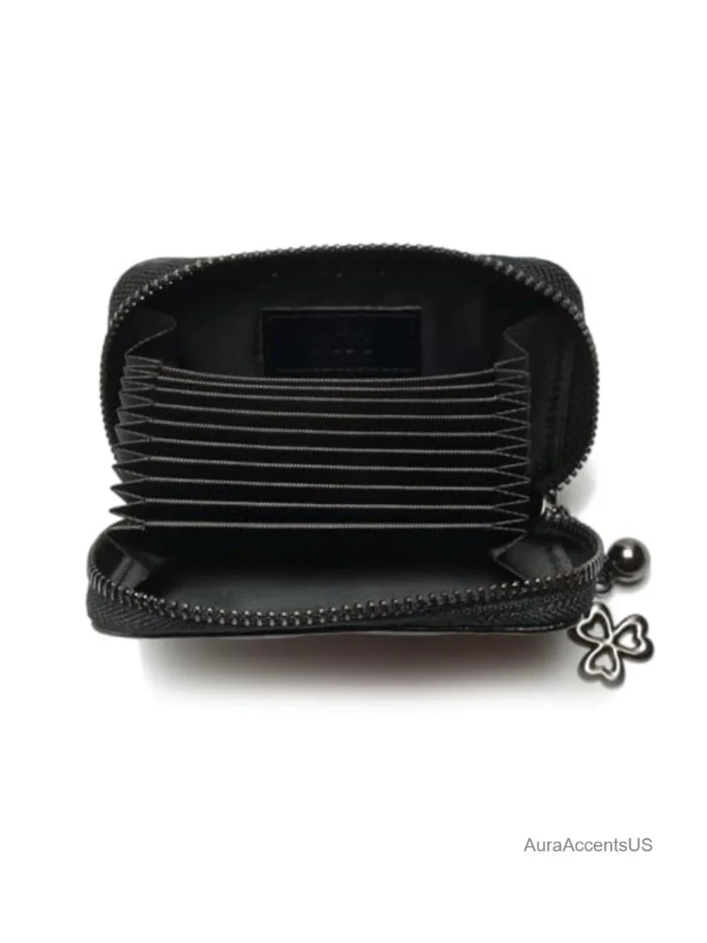Quilted Leather Zipper Wallet with Detachable Chain Strap